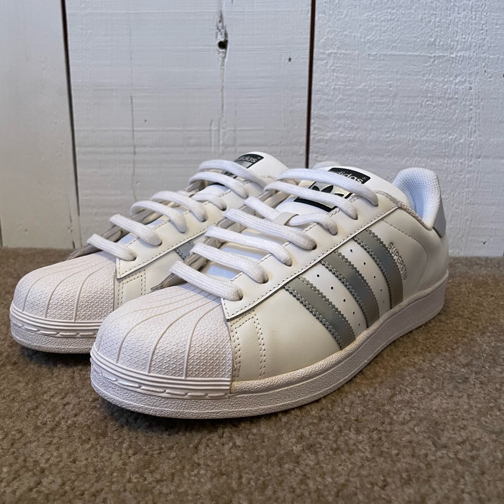adidas White and Gray Men’s Superstar Sneakers
